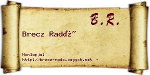 Brecz Radó névjegykártya